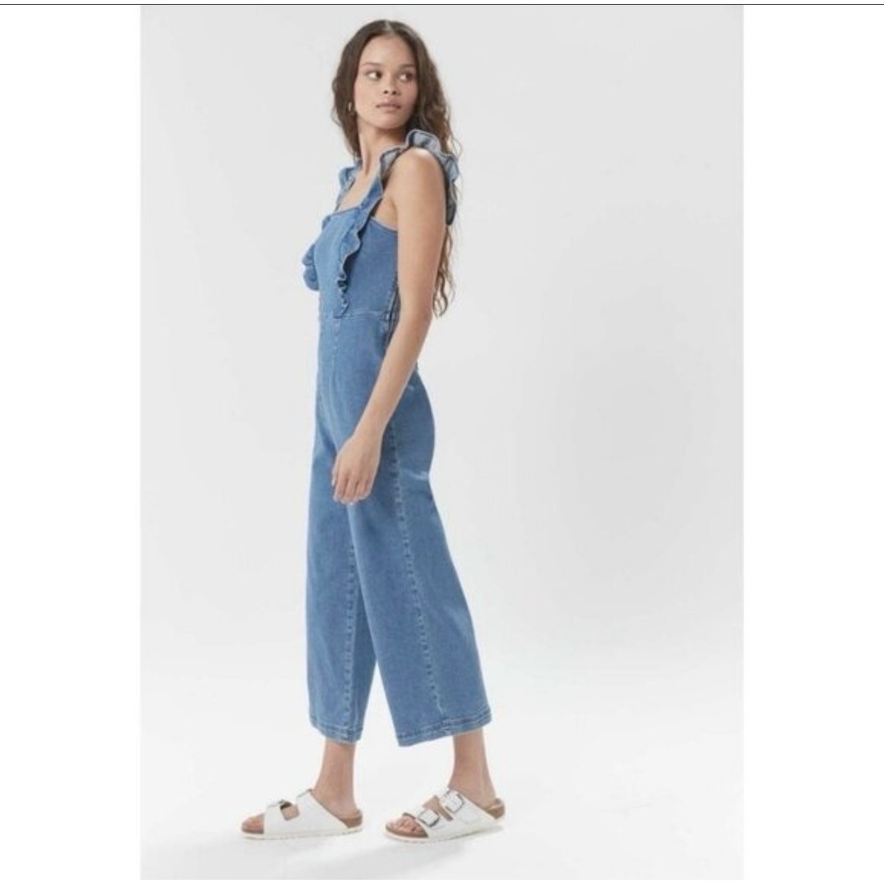 Urban Outfitters Bdg Emmey Ruffle Denim Jumpsuit Size Xs